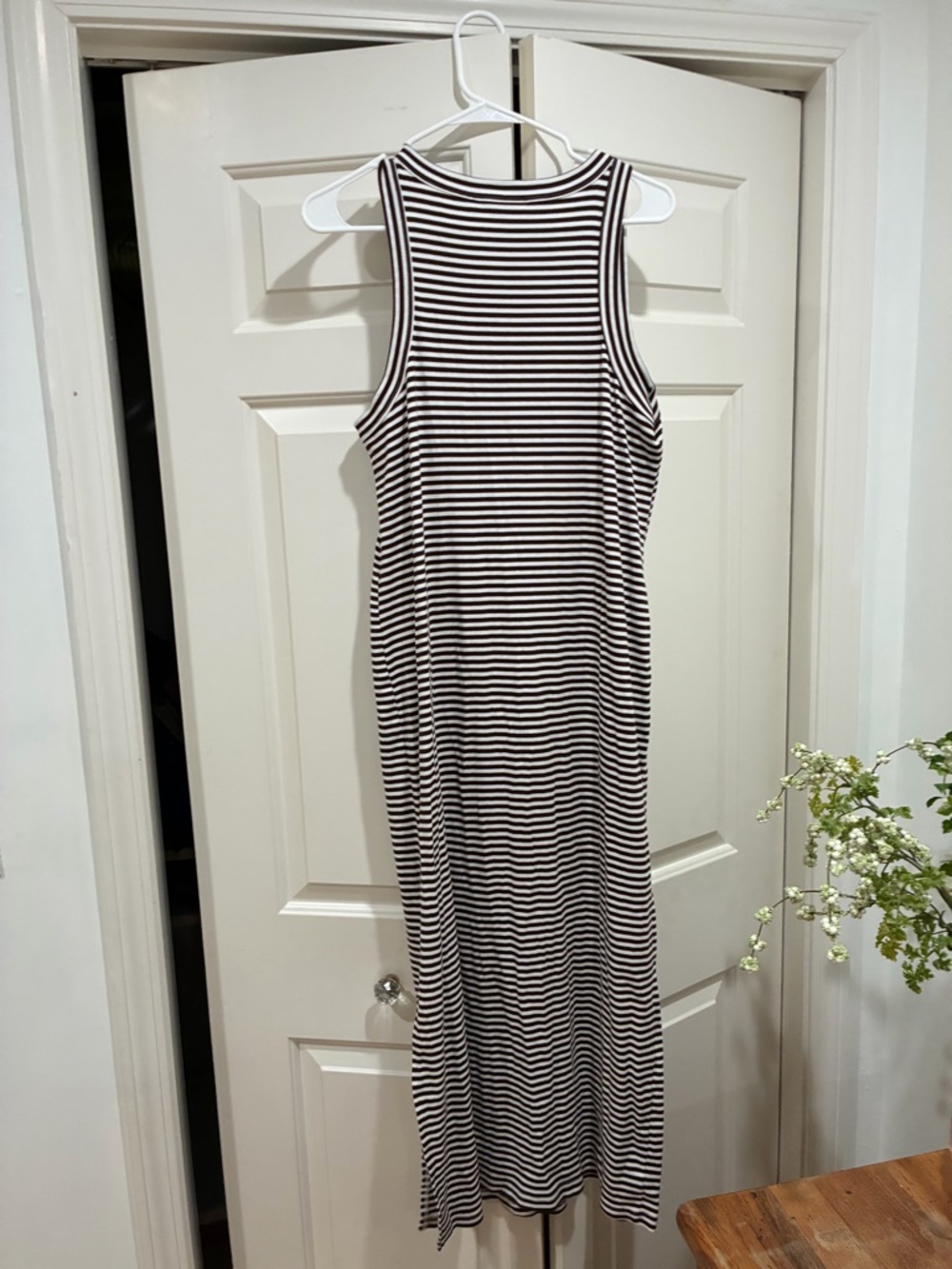 Loft Striped Ribbed Tank Midi Dress - Black/White - Picture 4 of 5